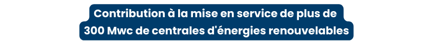Contribution à la mise en service de plus de 300 Mwc de centrales d énergies renouvelables
